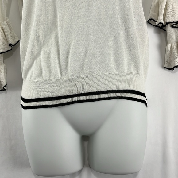 Maje Cream and Black Ruffled Coquette Girl Blouse - Picture 4 of 12